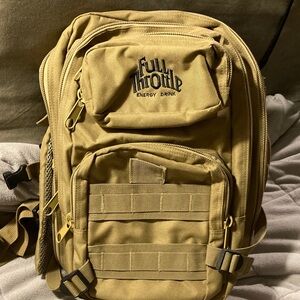 Men's Rare full throttle energy drink brand Tan Backpack pockets hike travel
